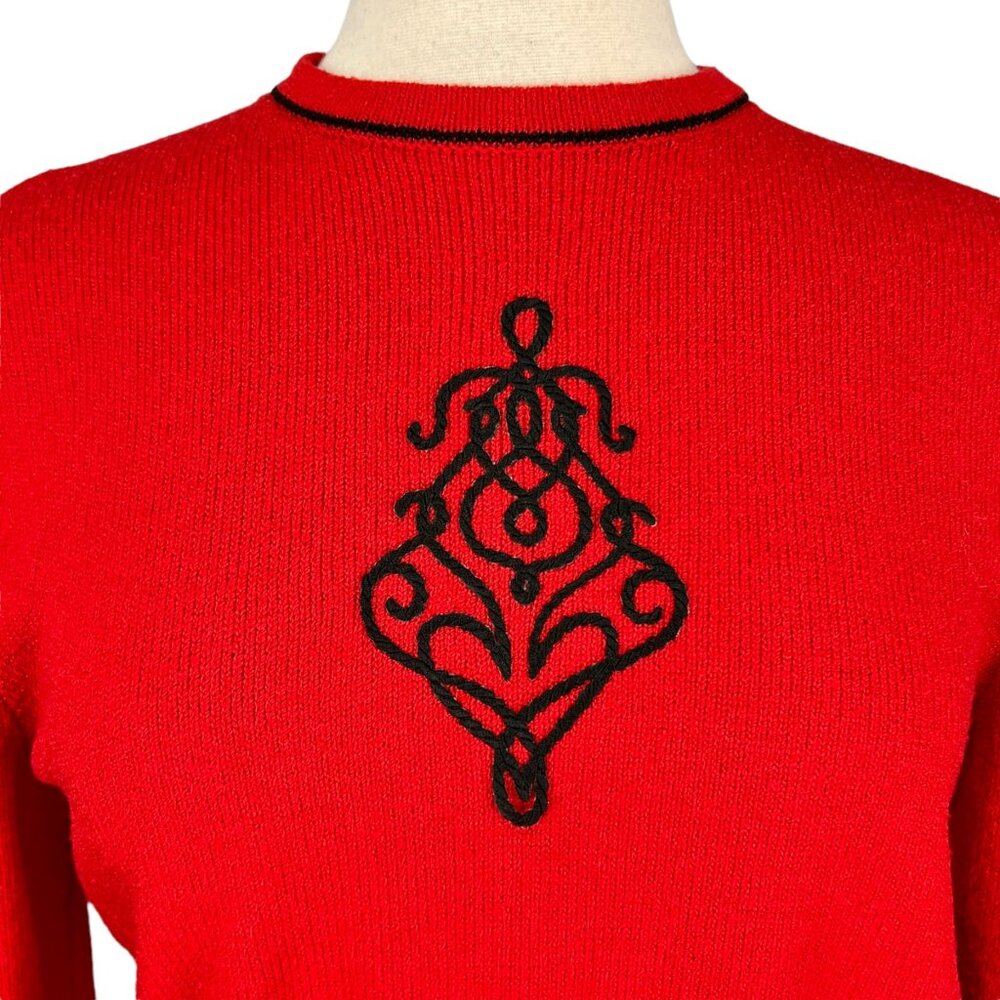 Vintage Don Sayres Wellmore Womens Santana Knit Skirt Sweater Jacket Red 10 12 - Picture 8 of 15